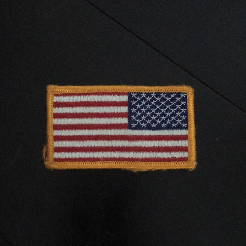 Embroidered American Flag Patch - Red, White & Blue with Gold Trim